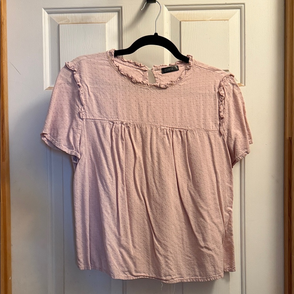 Elegant Light Pink Ruffled Blouse